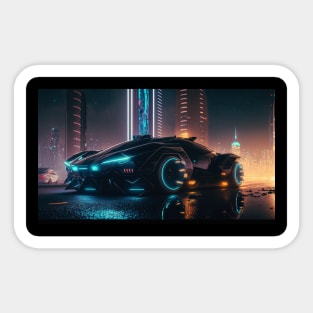 Black futuristic sleek sportscar, generative AI Sticker